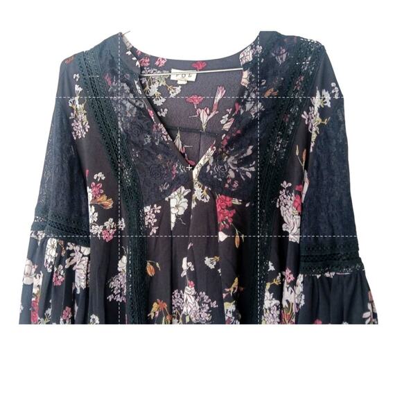 New without tags POL Floral Black Mini Dress Small Boho  Lace Cottagecore - Picture 5 of 10